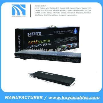 1x16 HDMI Splitter 1X16 HDMI divisor 1in 16 out 16 porta vídeo conector conector adaptador suporte 3D 1080p